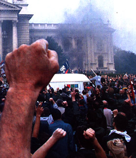 People taking over the parliament.